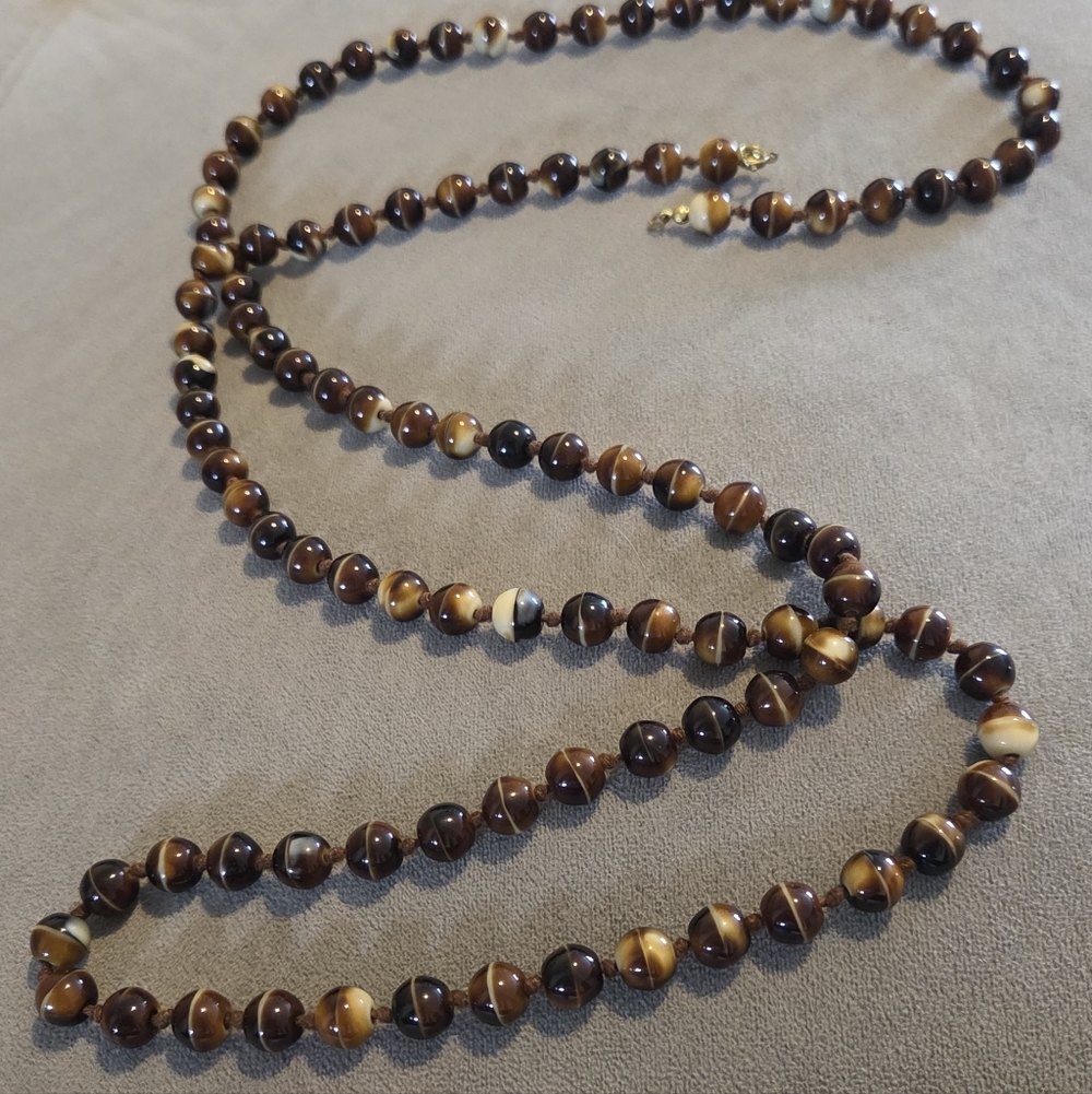 Tiger Eye Bead Necklace FIFTY Inches In Length - Picture 4 of 4